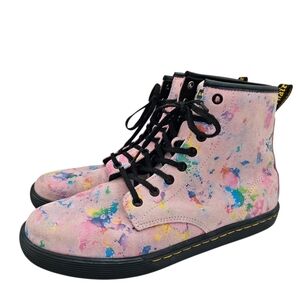 Dr. Martens Women's Sheridan Pink Rainbow Burst Suede Boots